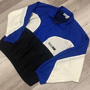 Vintage Reebok Nylon Windbreaker Half Zip Men's Blue and Black Jacket Size XL
